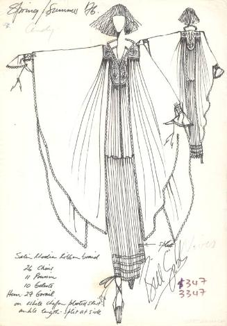 Drawing of Coat and Skirt for the Spring/Summer 1976 Collection
