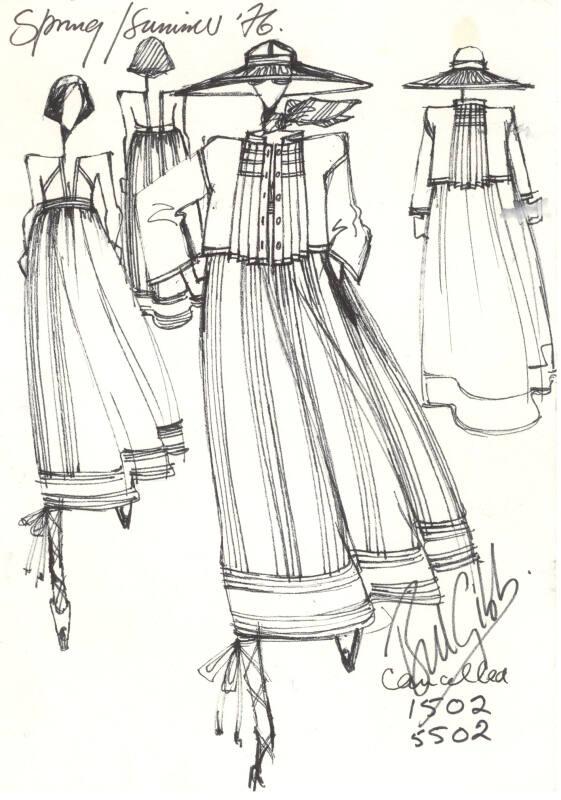 Drawing of Dress and Jacket for the Spring/Summer 1976 Collection