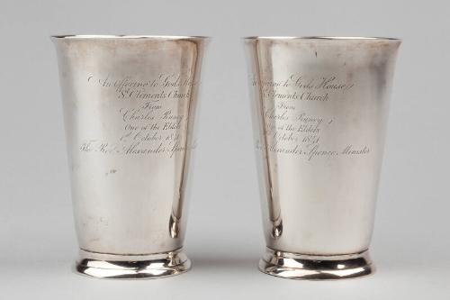 Two Silver Communion Beakers from St Clement's Church made by George Booth and Sons