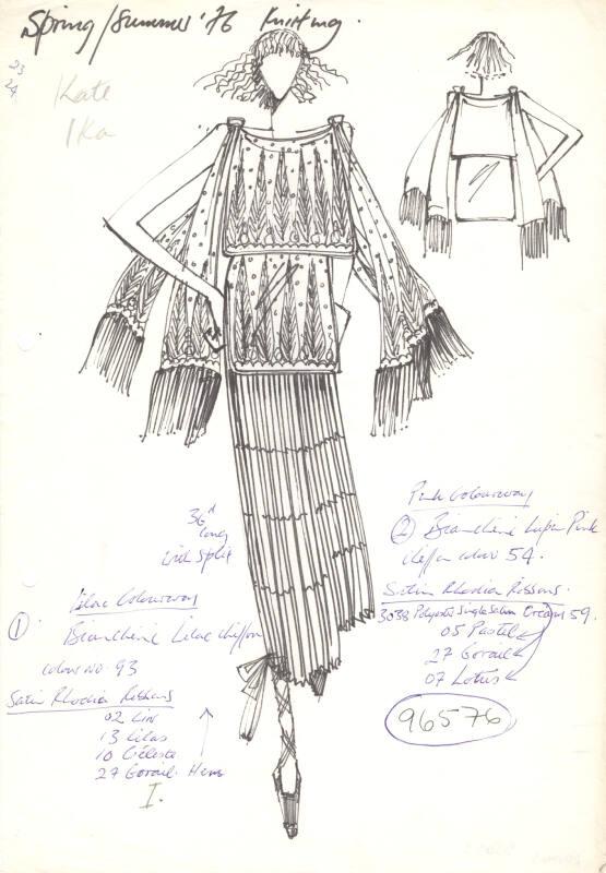 Drawing of Knitted Tunic and Skirt for Spring/Summer 1976 Collection