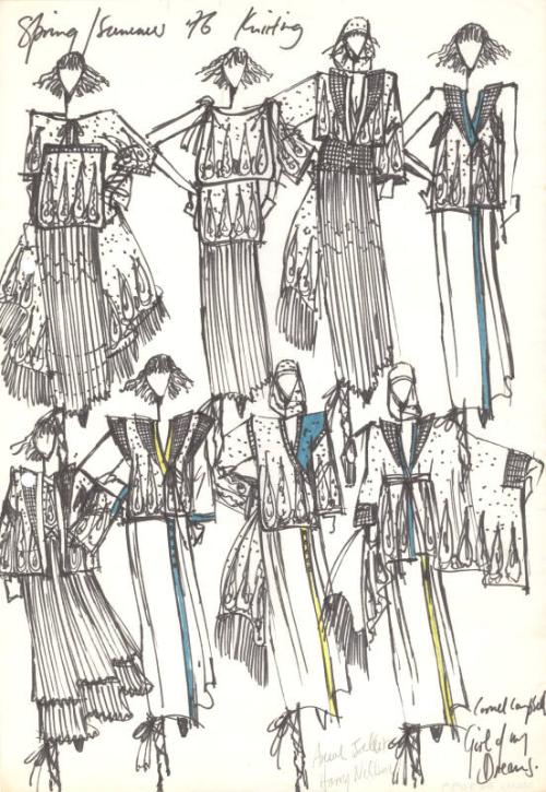 Multidrawing of Dresses for Spring/Summer 1976 Knitting Collection