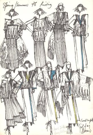 Multidrawing of Dresses for Spring/Summer 1976 Knitting Collection