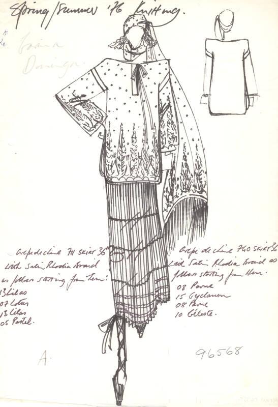 Drawing of Top and Skirt for the Spring/Summer 1976 Collection