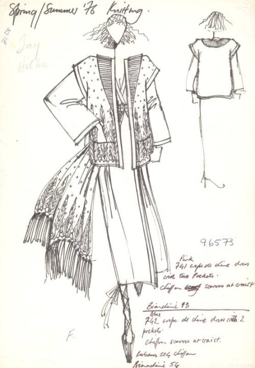 Drawing of Jacket and Dress for Spring/Summer 1976 Knitting Collection