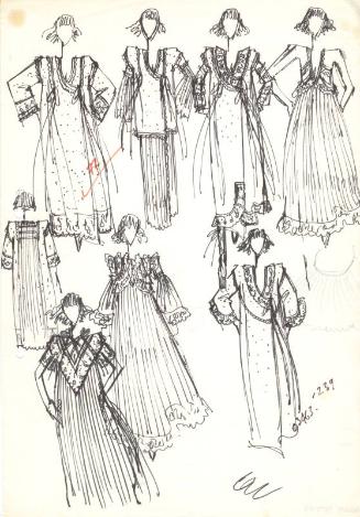 Multidrawing of Dresses and Tops for the Spring/Summer 1976 Collection