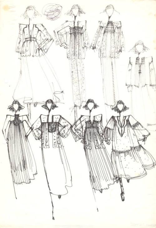 Multidrawing of Dresses for the Spring/Summer 1976 Collection