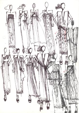 Multidrawing of Dresses for the Spring/Summer 1976 Collection