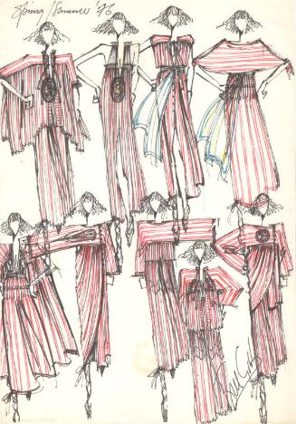 Multidrawing of Dresses for the Spring/Summer 1976 Collection