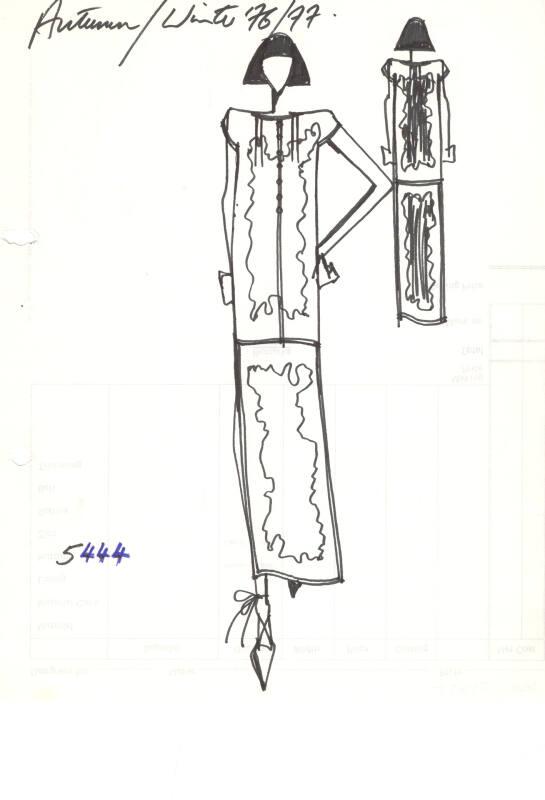 Drawing of Drop-Waisted Dress for Autumn/Winter 1976-1977 Collection