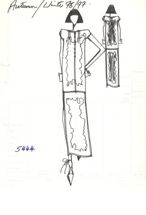 Drawing of Drop-Waisted Dress for Autumn/Winter 1976-1977 Collection