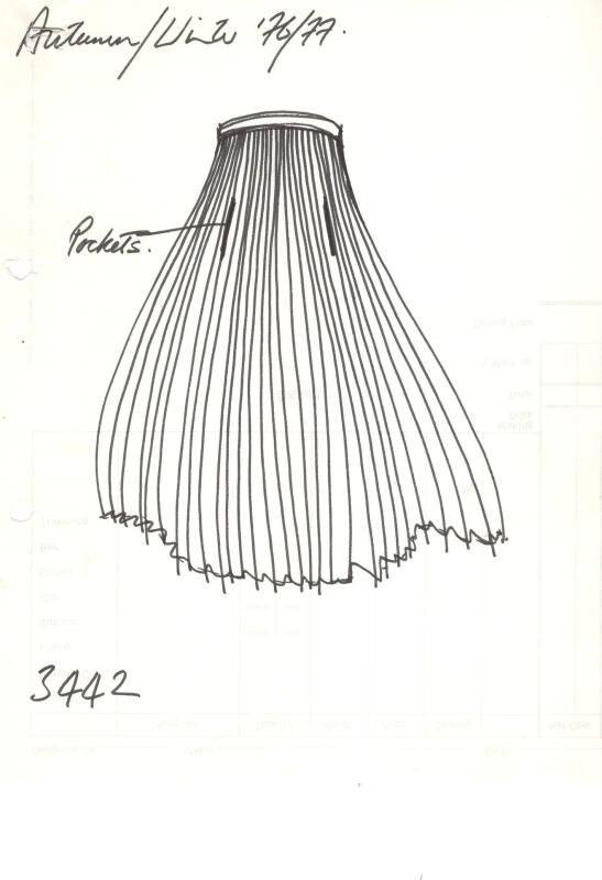 Drawing of Pleated Skirt for Autumn/Winter 1976-1977 Collection – Works