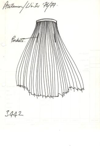 Drawing of Pleated Skirt for Autumn/Winter 1976-1977 Collection