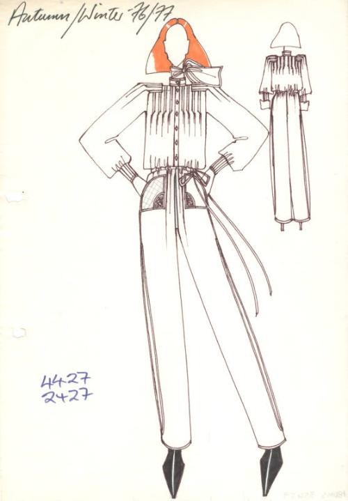 Drawing of Blouse and Drawstring Trousers for Autumn/Winter 1976-1977 Collection
