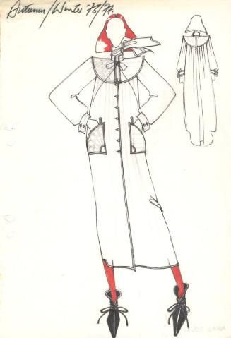 Drawing of Coat with Standing Collar for Autumn/Winter 1976-1977 Collection