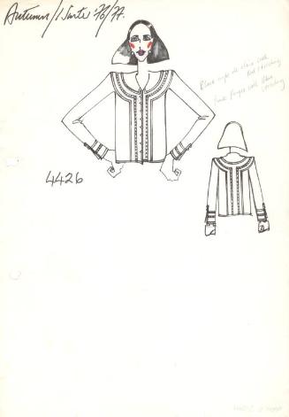 Drawing of Blouse with Top Stitching for Autumn/Winter 1976-1977 Collection