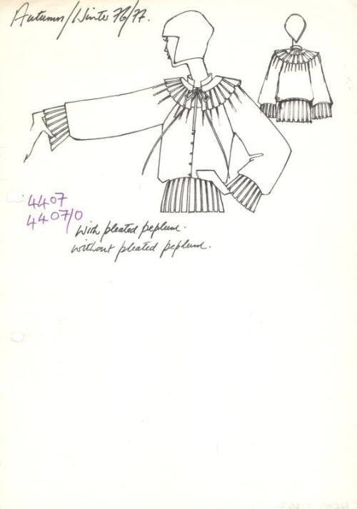 Drawing of Blouse with Peplum Collar for Autumn/Winter 1976-1977 Collection