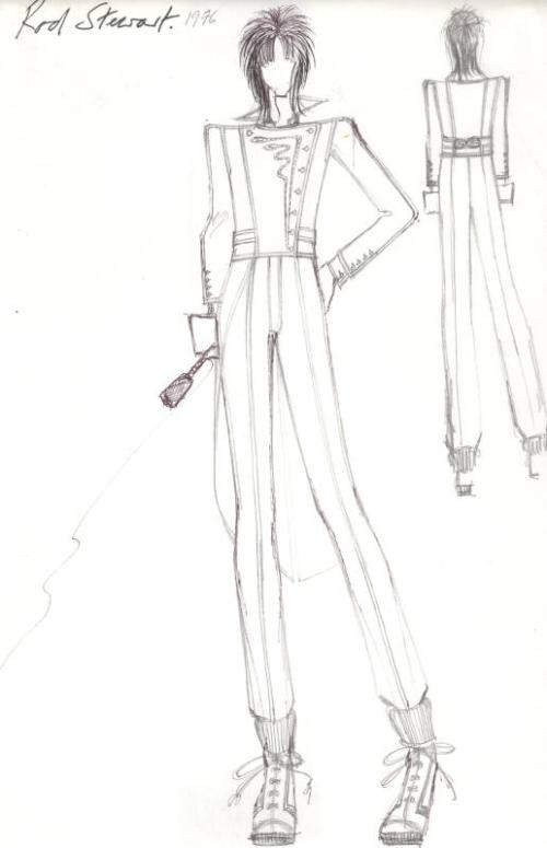 Drawing of Coat and Trousers designed for Rod Stewart