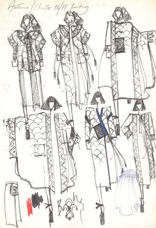 Multidrawing of Jackets and Coats for Autumn/Winter 1976 Knitting Collection