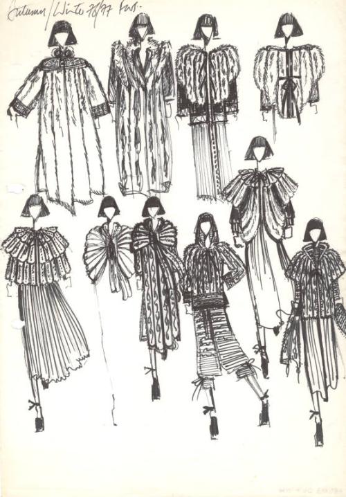 Multidrawing of Fur Coat and Jackets for the Autumn/Winter 1976/77 Fur Collection