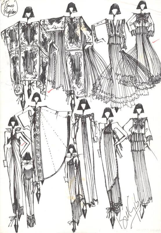 Multidrawing of Dresses for the Autumn/Winter 1976 Collection