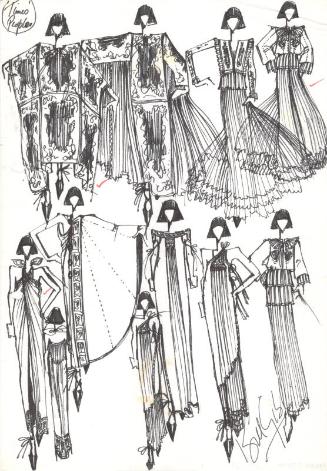 Multidrawing of Dresses for the Autumn/Winter 1976 Collection