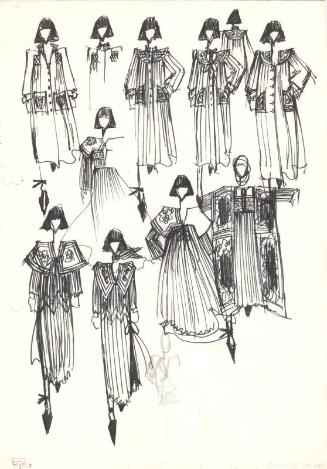 Multidrawing of Coats and Dresses for the Autumn/Winter 1976 Collection