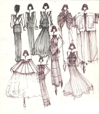 Multidrawing of Dresses for the Autumn/Winter 1976 Collection