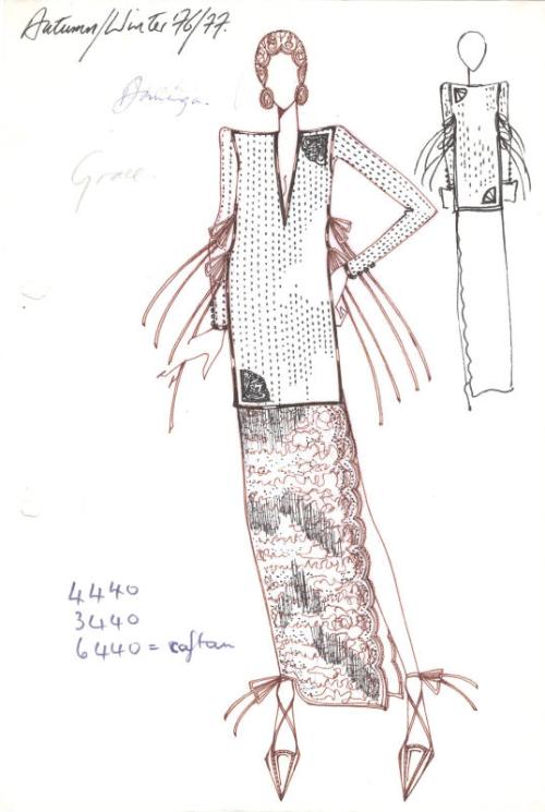 Drawing of Top and Skirt for the Autumn/Winter 1976 Collection