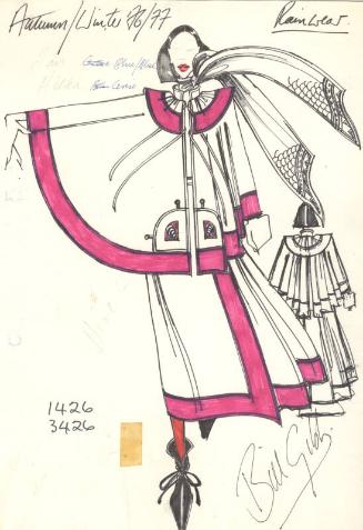 Drawing of Cape and Skirt for the Autumn/Winter 1976 Rainwear Collection
