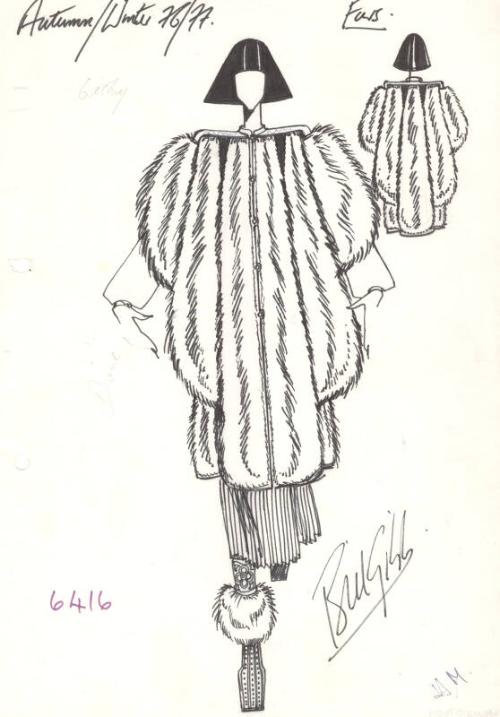 Drawing of Fur Coat for the Autumn/Winter 1976 Fur Collection