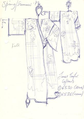 Drawing of Black Kaftan for Spring/Summer 1977 Collection