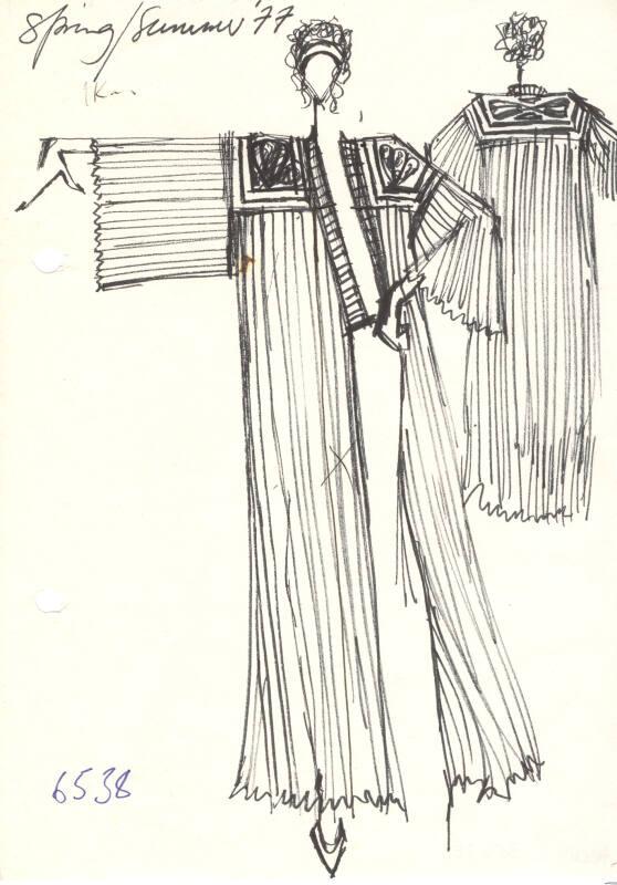 Drawing of Pleated Kimono for Spring/Summer 1977 Collection