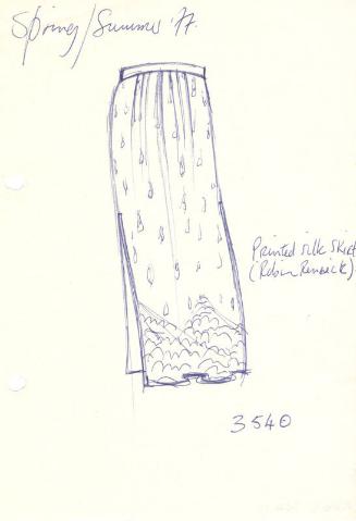 Drawing of Printed Silk Skirt for Spring/Summer 1977 Collection