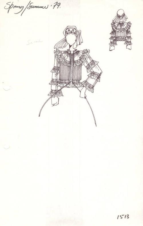 Drawing of Ruffled Jacket for Spring/Summer 1977 Collection