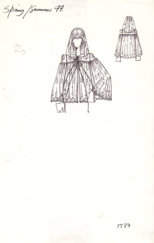 Drawing of Hooded Lace Jacket for Spring/Summer 1977 Collection