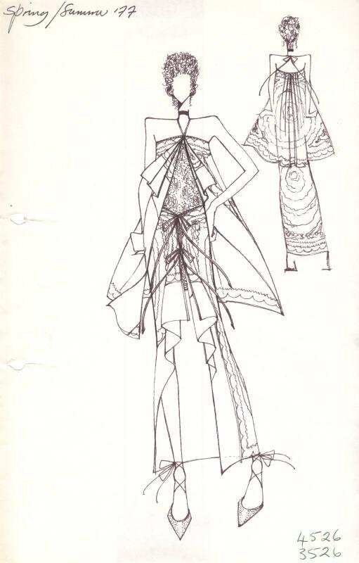 Drawing of Tunic and Skirt for Spring/Summer 1977 Collection