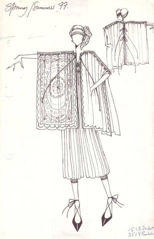 Drawing of Jacket and Pantaloon Suit for Spring/Summer 1977 Collection