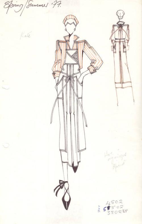 Drawing of Blouse and Apron Dress for Spring/Summer 1977 Collection