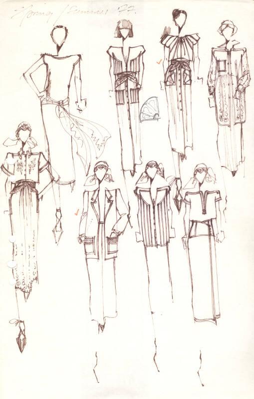 Multidrawing of Skirts and Tops for Spring/Summer 1977 Collection