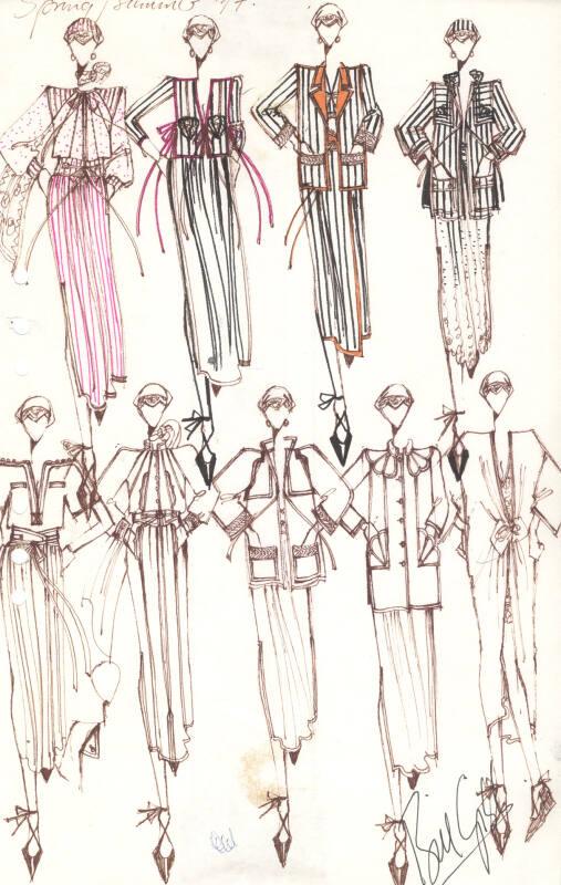 Multidrawing of Skirts and Tops for Spring/Summer 1977 Collection