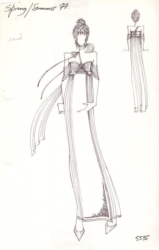 Drawing of Dress for Spring/Summer 1977 Collection