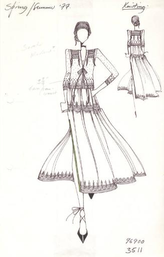 Drawing of Cardigan and Dress for Spring/Summer 1977 Knitting Collection