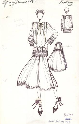 Drawing of Top and Skirt for Spring/Summer 1977 Knitting Collection