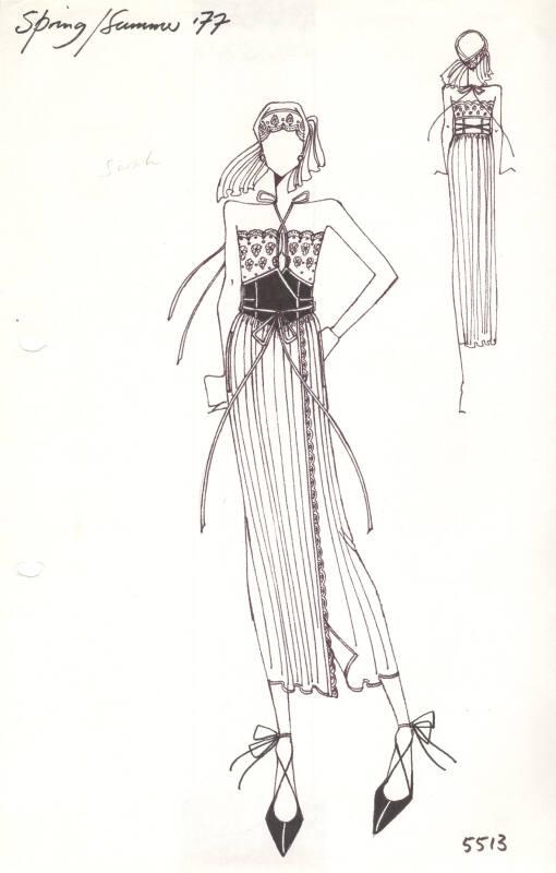 Drawing of Dress for Spring/Summer 1977 Collection