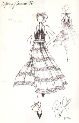 Drawing of Dress for Spring/Summer 1977 Collection