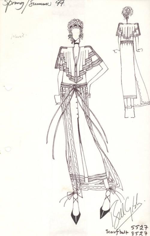 Drawing of Dress for Spring/Summer 1977 Collection