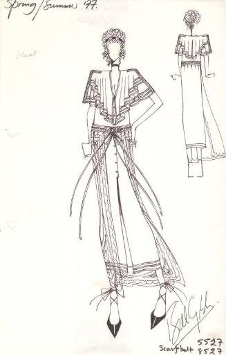 Drawing of Dress for Spring/Summer 1977 Collection