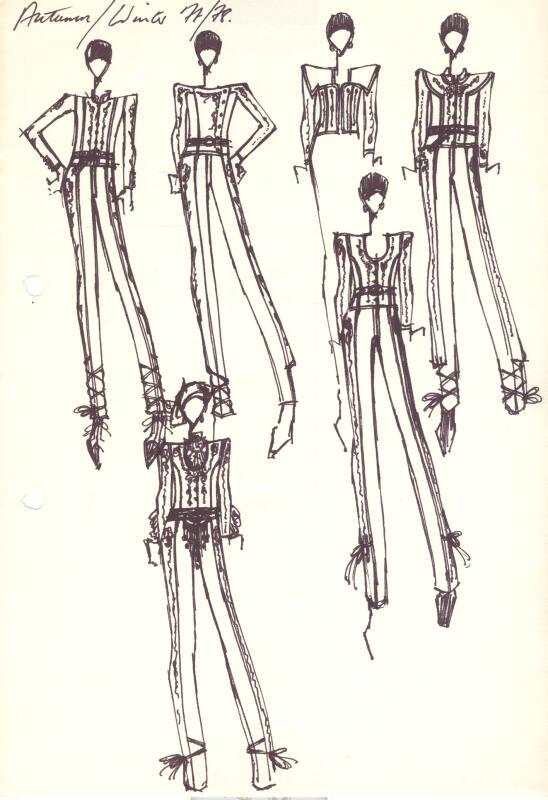 Multidrawing of Tops and Trousers for Autumn/Winter 1977/78 Collection