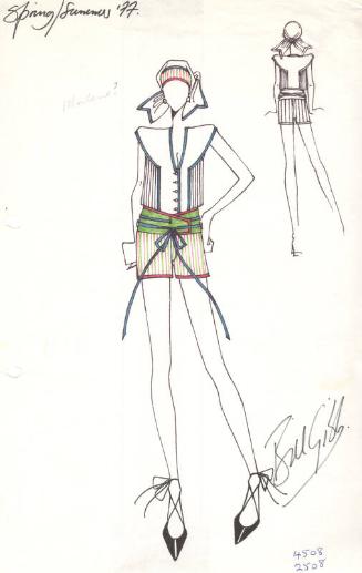 Drawing of Top and Shorts for Spring/Summer 1977 Collection