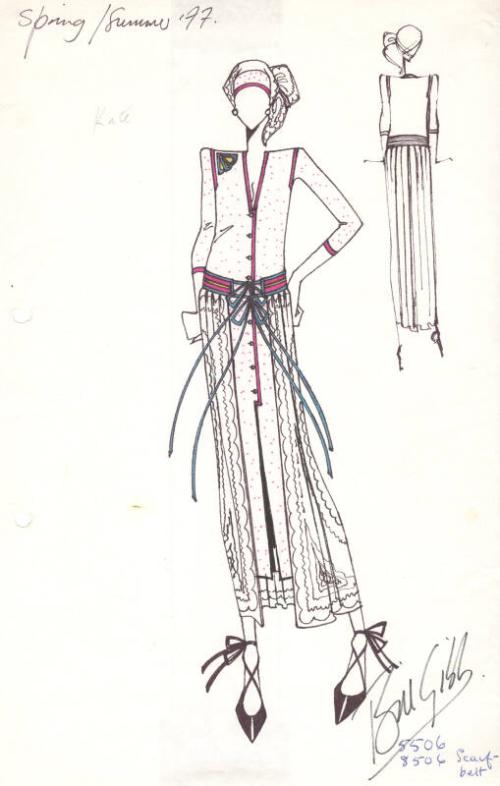 Drawing of Dress for Spring/Summer 1977 Collection